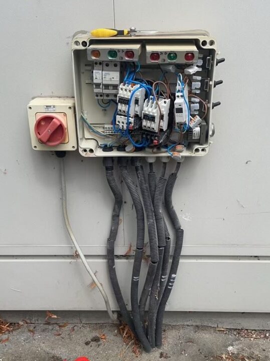 Sewage pump station control panel before upgrade